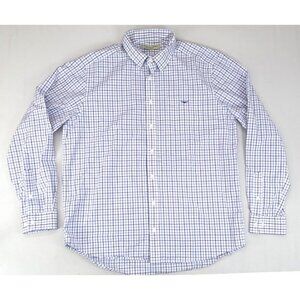 RM Williams Shirt Mens XXL Blue Regular Fit Windowpane Button Up‎ L/Sleeve Check